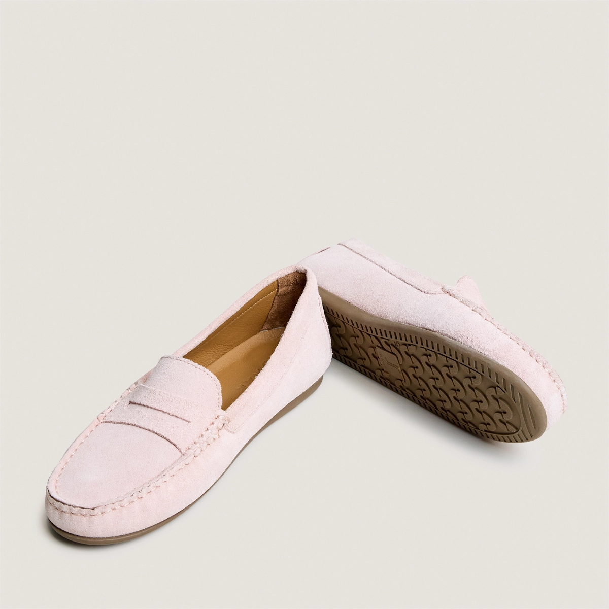 Mocassins à bouts carrés en croûte rose pâle | LIV | Jonak