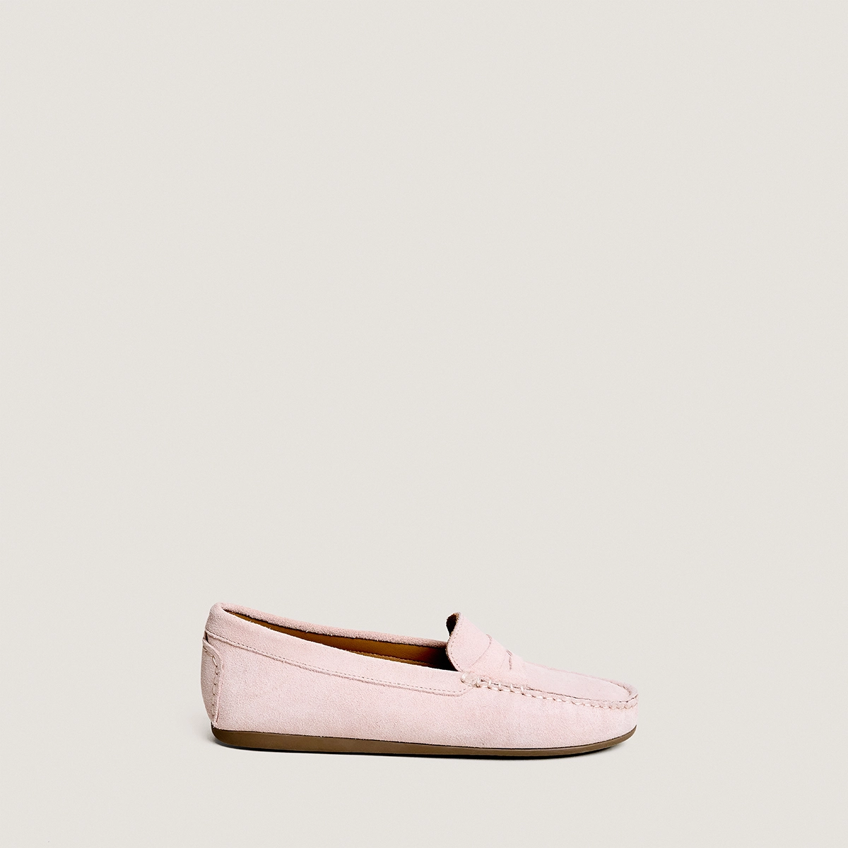 Mocassins à bouts carrés en croûte rose pâle | LIV | Jonak