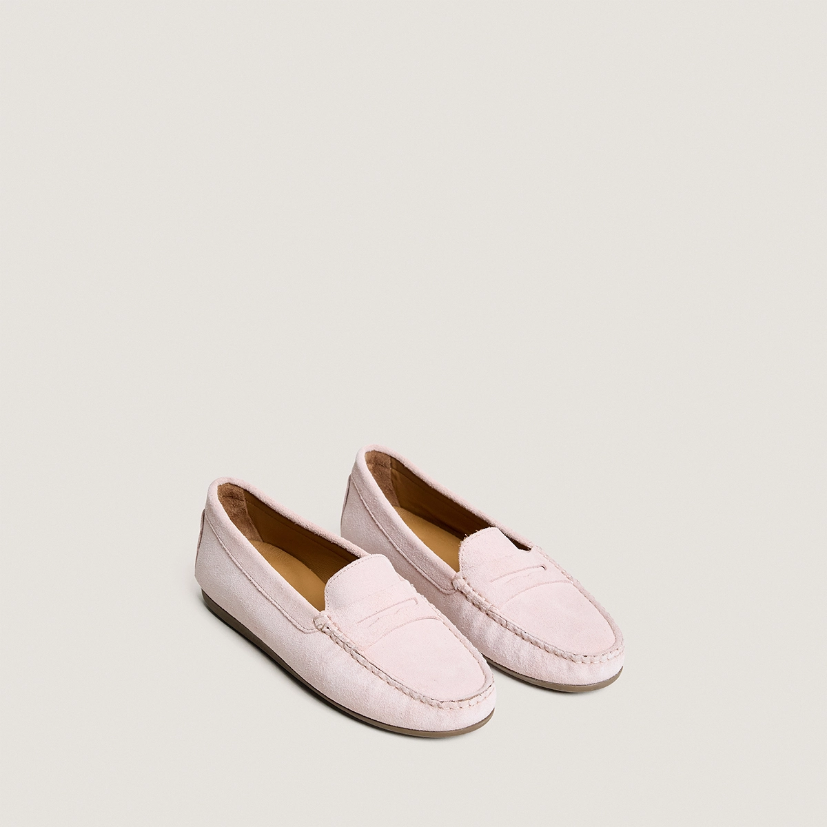 Mocassins à bouts carrés en croûte rose pâle | LIV | Jonak