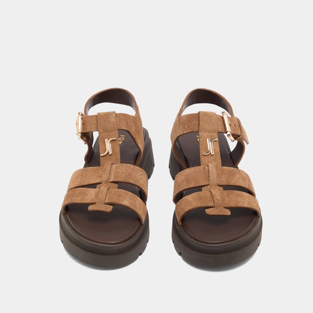 Sandales à plateformes et monogrammes en croûte taupe | LIVERPOOL | Jonak