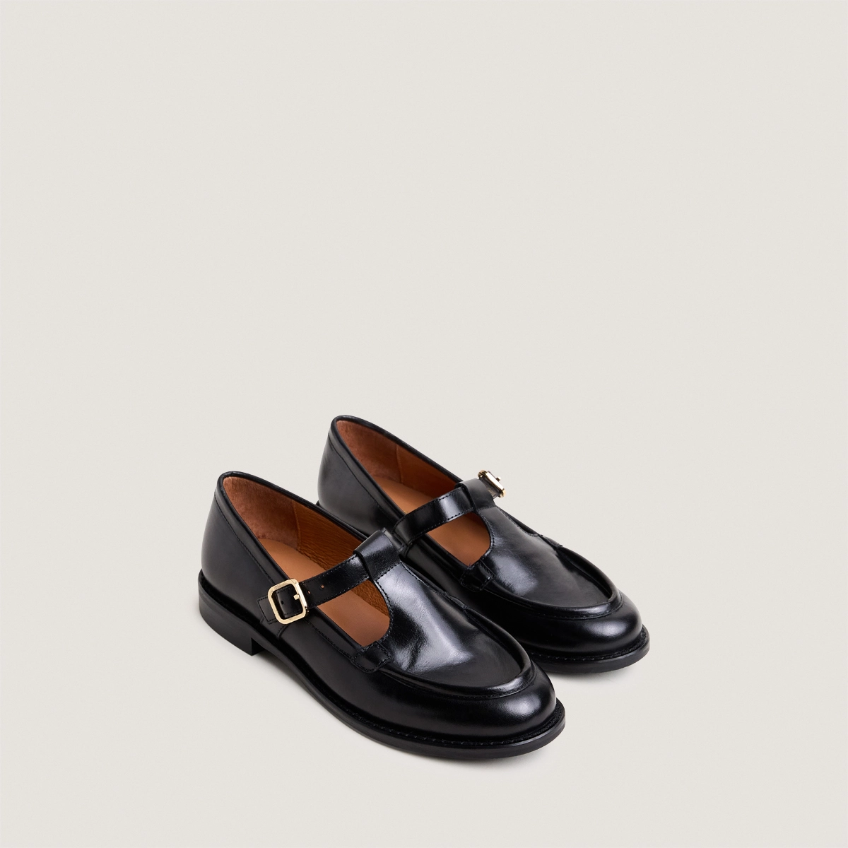 Mocassins à brides en cuir noir | DESERT | Jonak