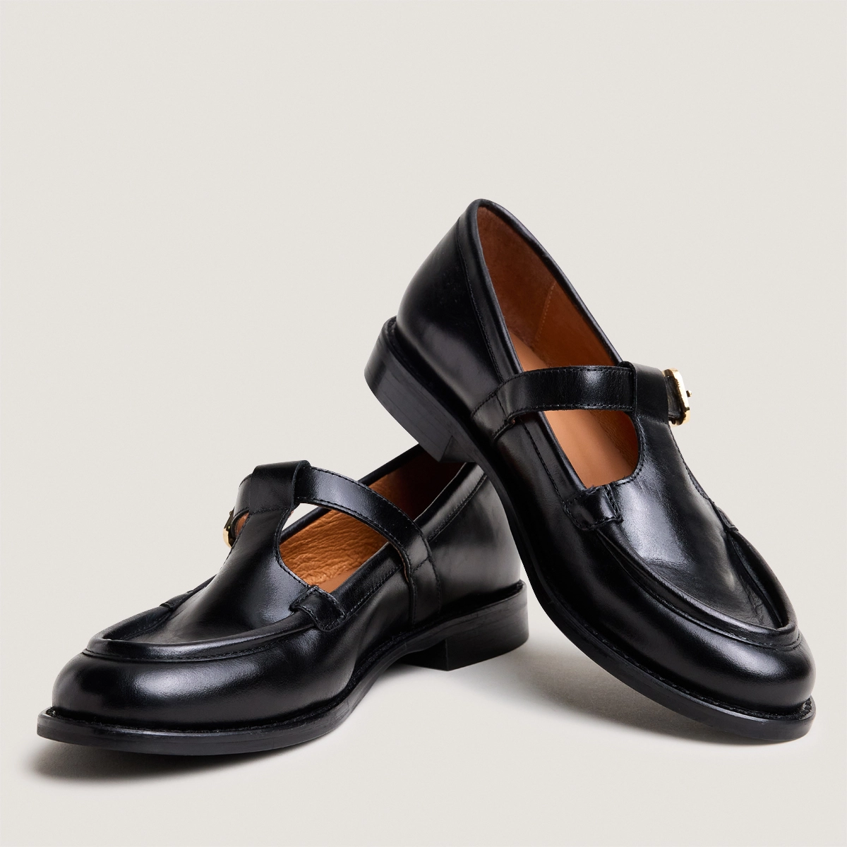 Mocassins à brides en cuir noir | DESERT | Jonak