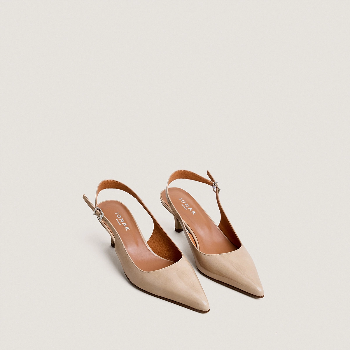 Escarpins singbacks à petits talons en vernis beige | DOUALA | Jonak