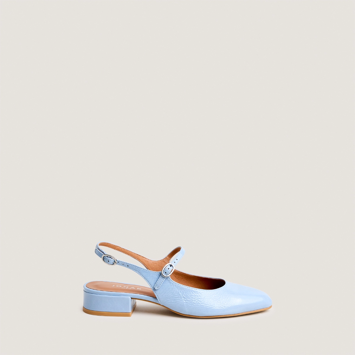 Slingbacks à bouts ronds en vernis plissé bleu ciel | DAVO | Jonak