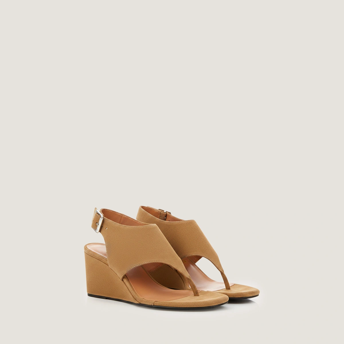 Sandales compensées et brides ajustables en croûte taupe | DABLO | Jonak