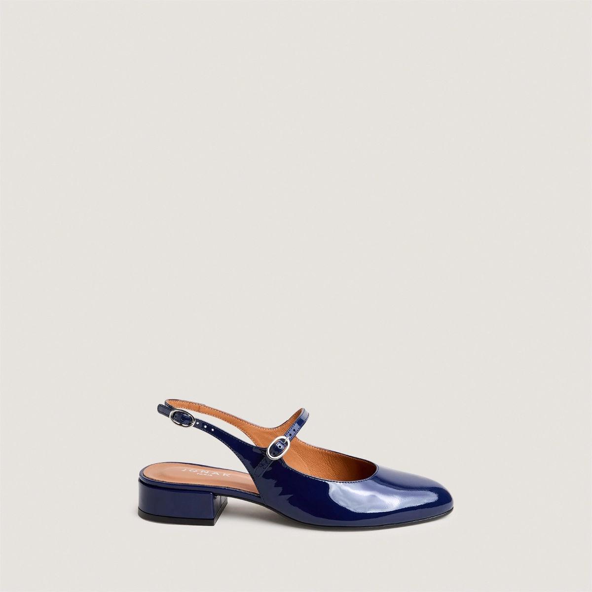 Slingbacks &agrave; bouts ronds en vernis bleu | DAVO | Jonak