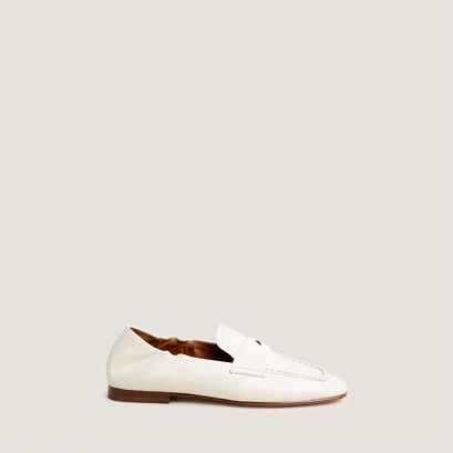 Mocassins &agrave; bouts carr&eacute;s en cuir vieilli &eacute;cru | DINEO | Jonak