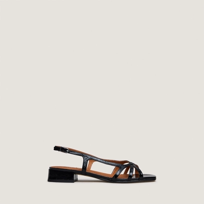 Sandales &agrave; petits talons en cuir brillant noir | ARGOS | Jonak