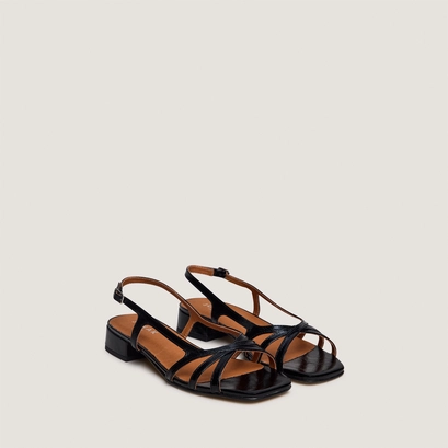Sandales &agrave; petits talons en cuir brillant noir | ARGOS | Jonak