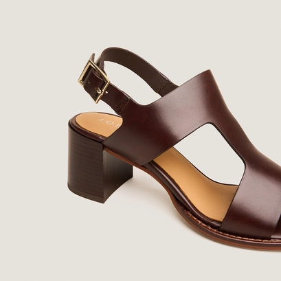 Sandales &agrave; talons et boucles ajustables en cuir brun rouge | ALEXANDRA | Jonak