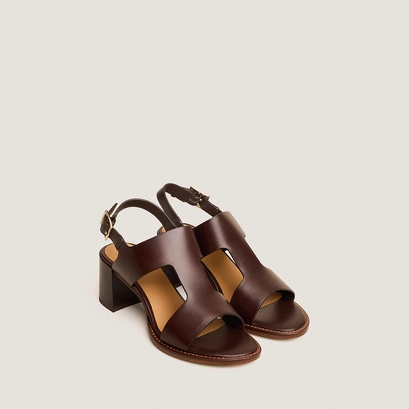 Sandales &agrave; talons et boucles ajustables en cuir brun rouge | ALEXANDRA | Jonak