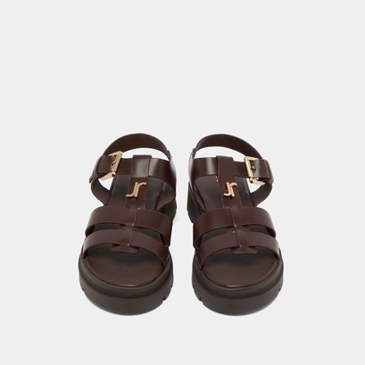 Sandales &agrave; plateformes et monogrammes en cuir marron | LIVERPOOL | Jonak