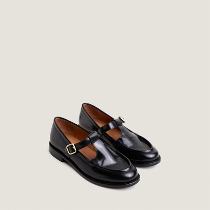 Mocassins &agrave; brides en cuir noir | DESERT | Jonak