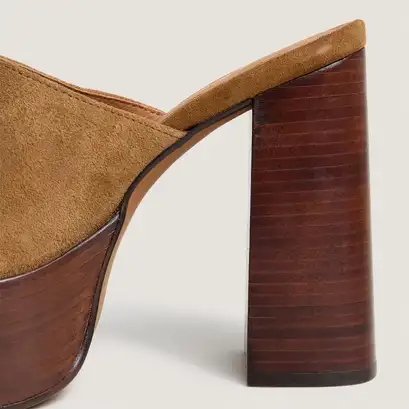 Mules &agrave; talons et bouts ouverts en cro&ucirc;te tabac | BEATRICE | Jonak