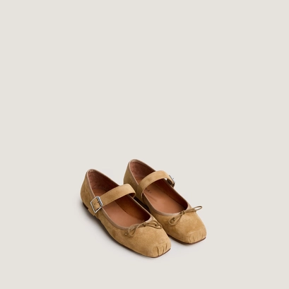 Ballerines &agrave; brides et lacets en velours miel | DOMINANTE | Jonak