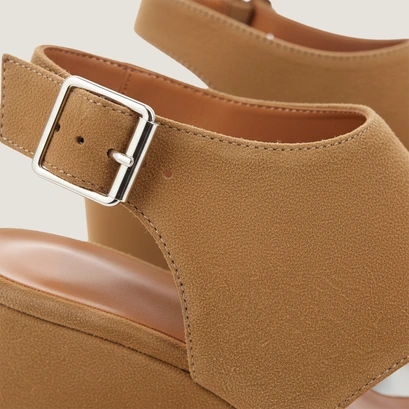 Sandales compens&eacute;es et brides ajustables en cro&ucirc;te taupe | DABLO