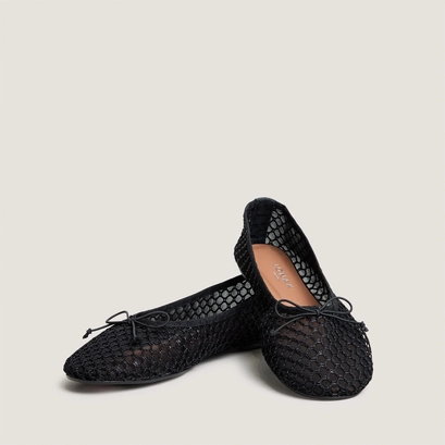 Ballerines &agrave; petits talons en mesh noir | DALESSIA | Jonak