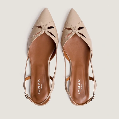Ballerines slingbacks à bouts pointus sable