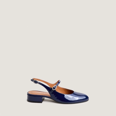 Slingbacks &agrave; bouts ronds en vernis bleu | DAVO | Jonak