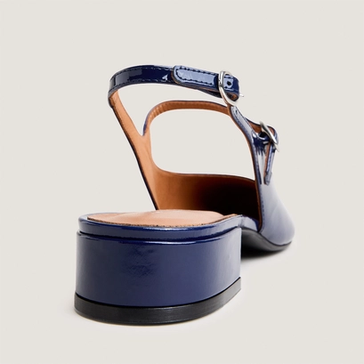 Slingbacks &agrave; bouts ronds en vernis bleu | DAVO | Jonak