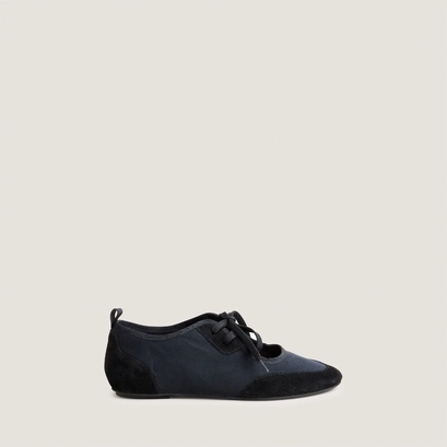 Ballerines &agrave; lacets en cro&ucirc;te noire et textile noir | DEMAIN | Jonak