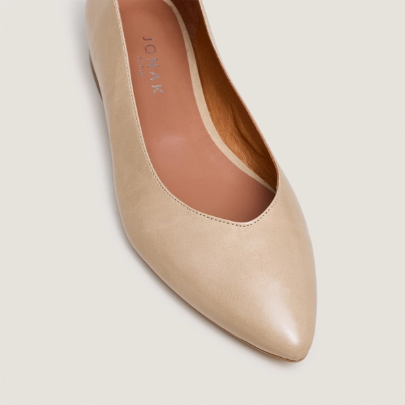 Ballerines à bouts pointus en cuir vieilli greige | VENDY | Jonak
