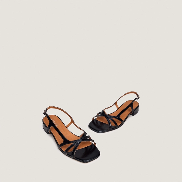 Sandales à petits talons en cuir brillant noir | ARGOS | Jonak