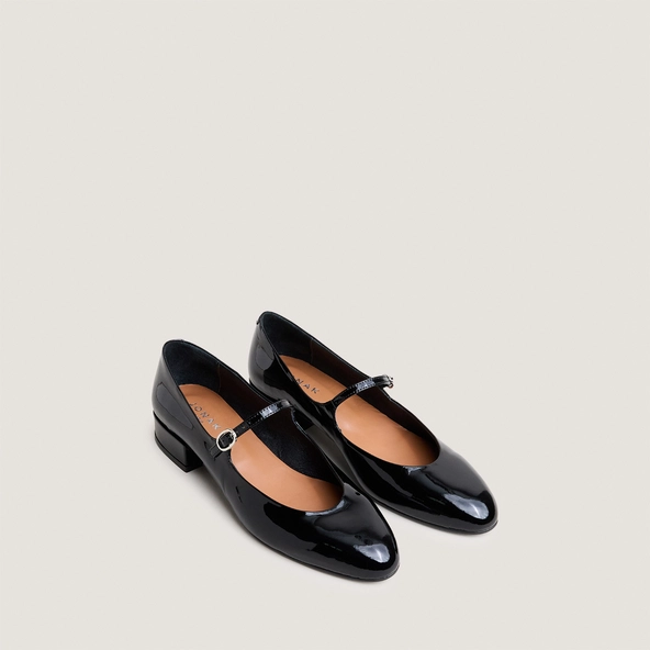 Babies &agrave; petits talons en vernis noir | DESANCE | Jonak