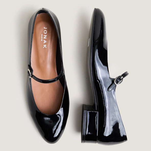Babies &agrave; petits talons en vernis noir | DESANCE | Jonak