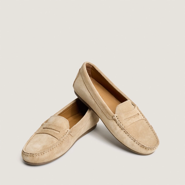 Mocassins à bouts carrés en croûte beige | LIV | Jonak