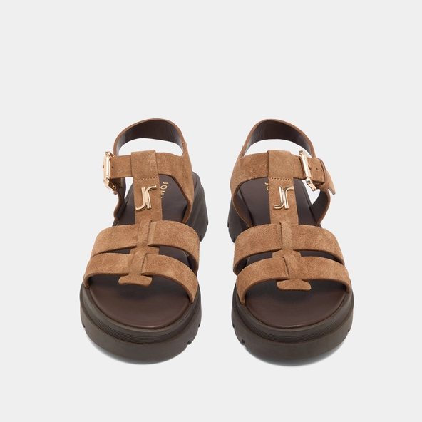 Sandales à plateformes et monogrammes en croûte taupe | LIVERPOOL | Jonak