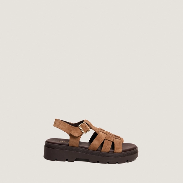 Sandales à semelles crantées en croûte taupe | LOUISIANE | Jonak