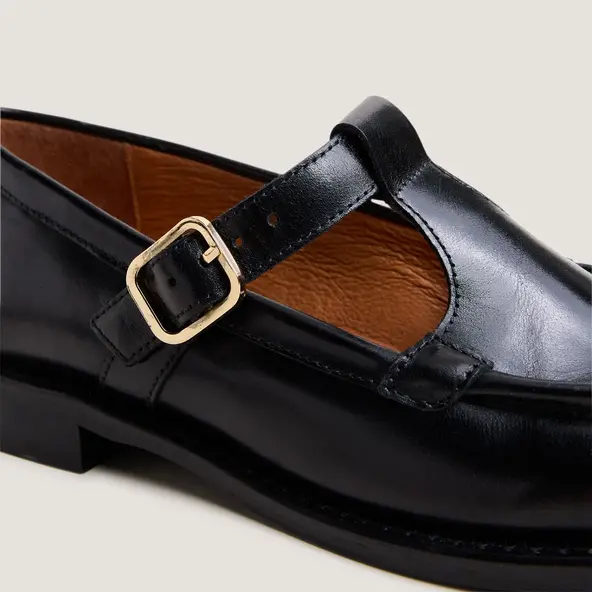 Mocassins à brides en cuir noir | DESERT | Jonak