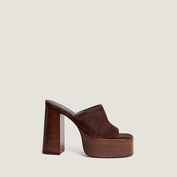 Mules à talons et bouts ouverts en croûte chocolat | BEATRICE | Jonak