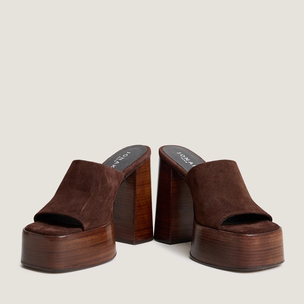 Mules à talons et bouts ouverts en croûte chocolat | BEATRICE | Jonak