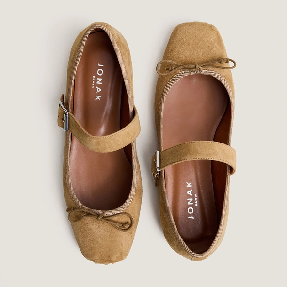 Ballerines à brides et lacets en velours miel | DOMINANTE | Jonak