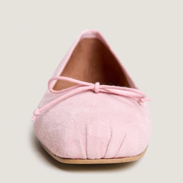 Ballerines à bouts carrés et lacets en velours rose pâle | DOMINE | Jonak