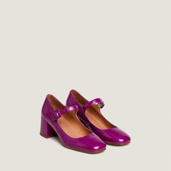 Babies à talons en vernis plissé violet | DITTUS | Jonak