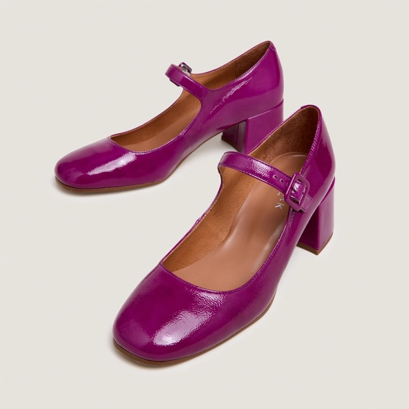 Babies à talons en vernis plissé violet | DITTUS | Jonak