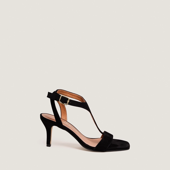 Sandales à talons fins en velours noir | VERNUS | Jonak