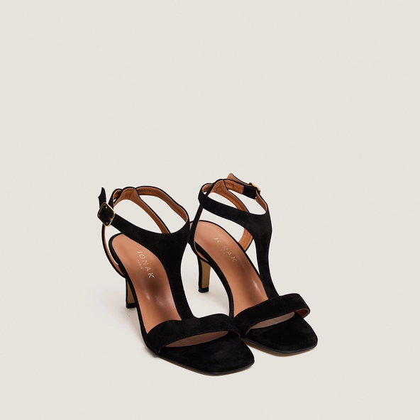 Sandales à talons fins en velours noir | VERNUS | Jonak