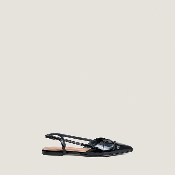 Ballerines slingbacks à bouts pointus en cuir brillant noir | DAMOURA | Jonak