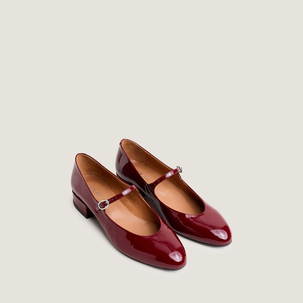 Babies &agrave; petits talons en vernis bordeaux | DESANCE | Jonak