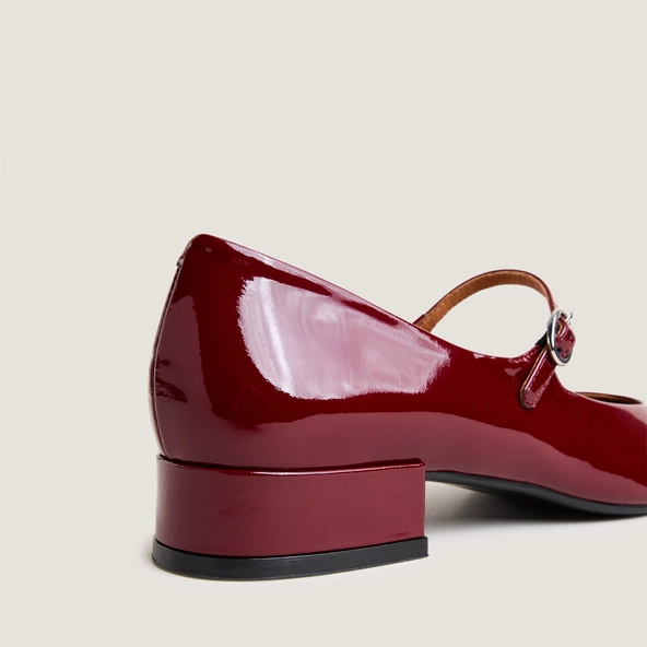 Babies &agrave; petits talons en vernis bordeaux | DESANCE | Jonak