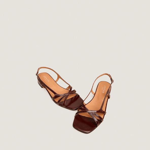 Sandales à petits talons en cuir brillant marron | ARGOS | Jonak