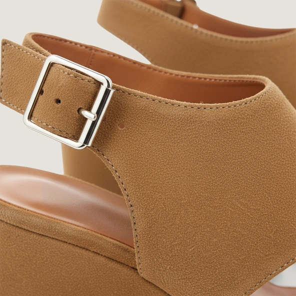 Sandales compensées et brides ajustables en croûte taupe | DABLO | Jonak