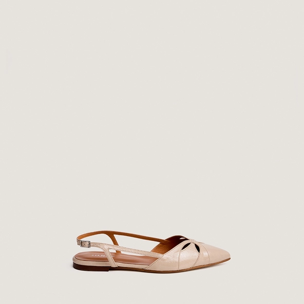Ballerines slingbacks à bouts pointus en vernis plissé sable | DAMOURA | Jonak