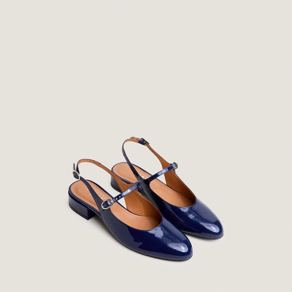 Slingbacks &agrave; bouts ronds en vernis bleu | DAVO | Jonak