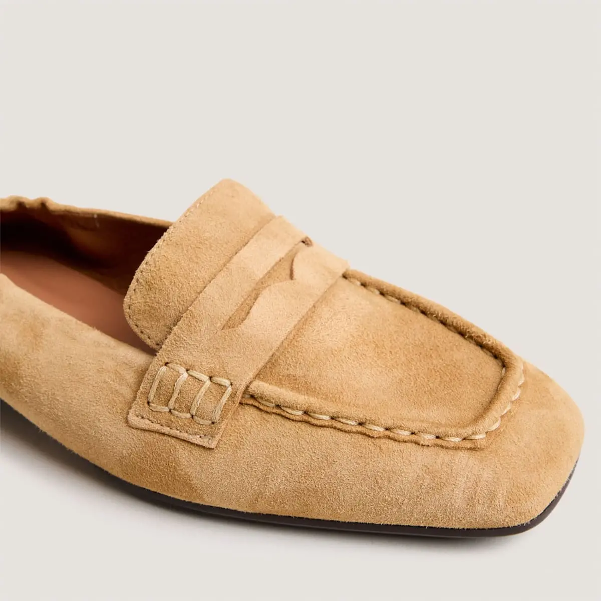 Mocassins à bouts carrés en velours camel | DIGITAL | Jonak