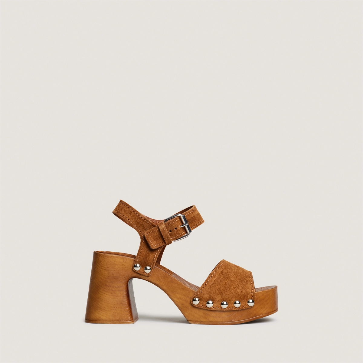 Sandales à plateformes et rivets en croûte cognac | ELODIE | Jonak